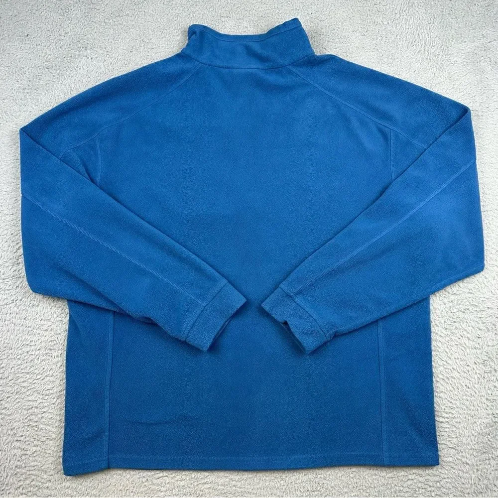 LL Bean Fleece Sweatshirt Mens Large Blue 1/4‎ Zip Pocket Outdoor Hiking Camp